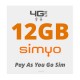 12GB for Spain and Europe 4G INTERNET - SIMYO Pay As You Go 4G Plans