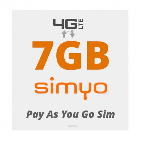 7GB for Spain and all Europe 4G INTERNET - SIMYO Pay As You Go 4G Plans
