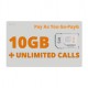 10GB + UNLIMITED CALLS for Spain 4G INTERNET - SIMYO Pay As You Go sim-cards