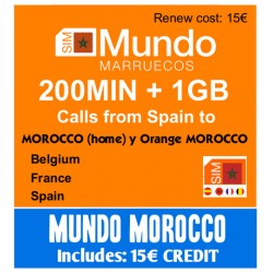 Bono Morocco, 200MIN calls from Spain to Morocco, Belgium, France...