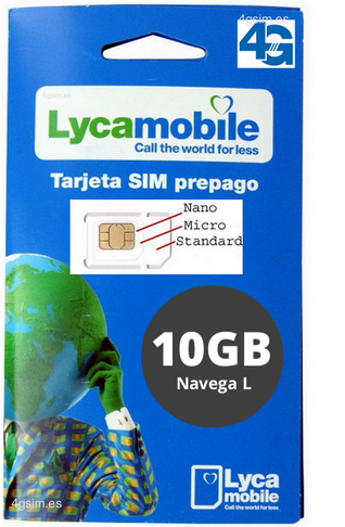 CARD - As Pay SPANISH PREPAID SIM 6GB You 4G INTERNET Go LYCAMOBILE